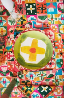 Celia B Yelow Iris Plate Set Of Two New